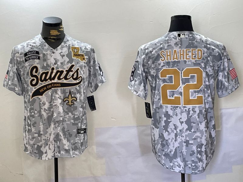 Men New Orleans Saints #22 Shaheed Nike Arctic Camo 2024 Salute to Service Limited NFL Jersey style 3